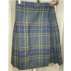 Lauren Ralph Lauren Wool Wrap Plaid fringe Pleated 10P